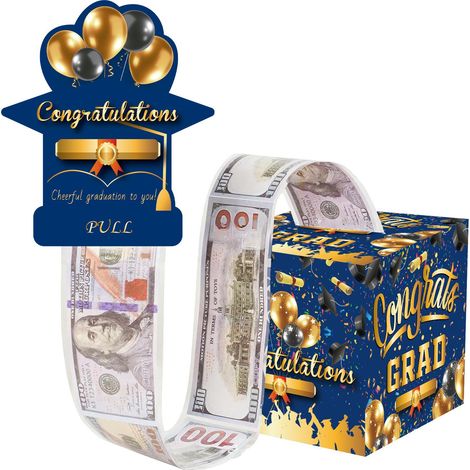 Décoration de tirelire pour la remise des diplômes, ambiance de fête, boîte cadeau surprise, chapeau de graduation bleu et or