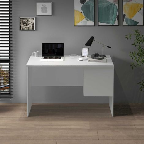 WHOUS Scrivania Easy 1 anta e 1 cassetto bianco opaco 110x50x75 cm (1/5)