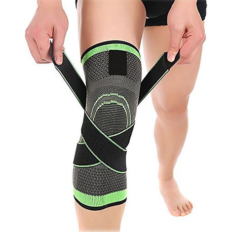 Manchons de genou 3D tricoté, compression articulaire antidouleur pour adultes, soutien genou taille L vert gris (1/5)
