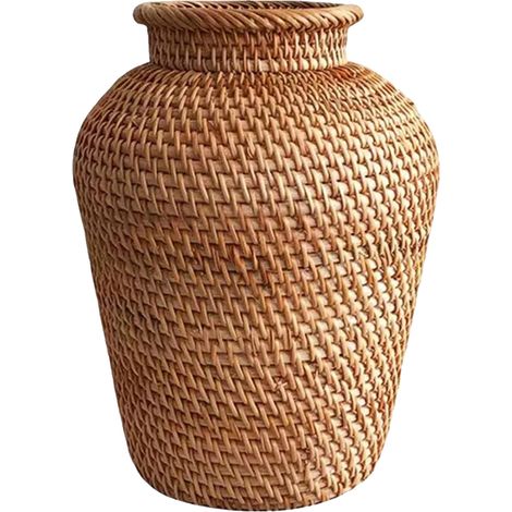 Vase en rotin, composition florale artistique, décoration rustique, ornement, vases en osier, design automnal, rotin tressé