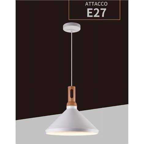 TRADE SHOP - Lampadario A Sospensione Stile Industriale Lampada Pendente E27 Nero Bianco A92 - Bianco (1/5)