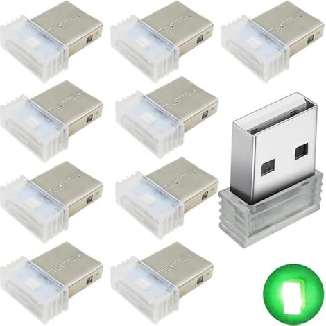 Lumiere Voiture Interieur (Vert), Lumières Ambiantes de Voiture d'usb, Plug-in 5V Lumières Intérieure de Voiture LED, LED pour Voiture, Eclairage Interieur Voiture (10 Pièces) (1/4)