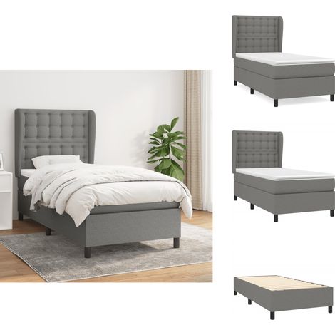 Boxspringbett mit Matratze Dunkelgrau 90x200 cm Stoff - Boxspringbett - Doppelbett - Bettenrahmen - Schlafsystem - Massivholzmöbel (1/5)