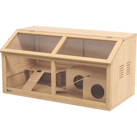 Hamsterkäfig für Syrische und Zwerghamster mit Plattform, Brücke und Holzhäuschen 85x45x44 cm (1/3)