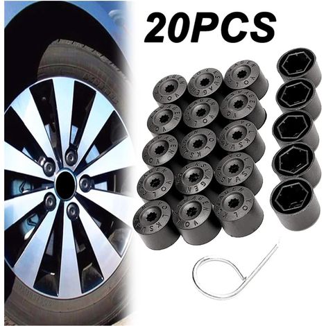 20 pièces Couvercles universels de moyeu de roue de voiture de 17mm, capuchons antirouille, bouchon à vis de pneu, boulon d'écrou, protecteur Anti-poussière, accessoires de voiture (1/5)