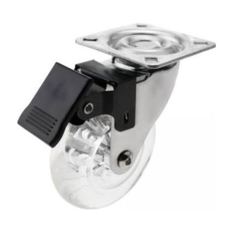 Ruota Fyunny pivotante trasparente diametro 75 con freno
