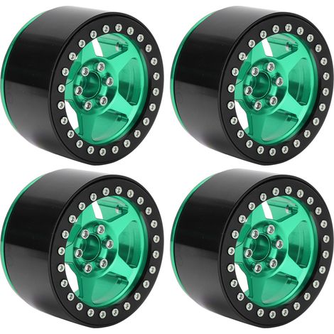 leichte Fünfspeichen-Beadlock-Felgen aus Aluminiumlegierung für den Micro-Crawler Axial SCX10 90046 RC-Car, neongrün (1/5)