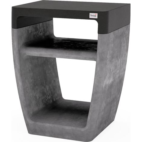 TUOZI - Tréteau latéral EGO pour Barbecue en Béton Préfabriqué (Gris, noir - 60 x 47 x 47 cm) - Usage Extérieur