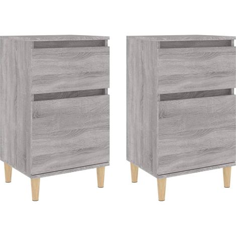 Set 2 comodini con cassetto e vano con anta 40 x 35 x 70 cm in legno ingegnerizzato grigio DEC035709
