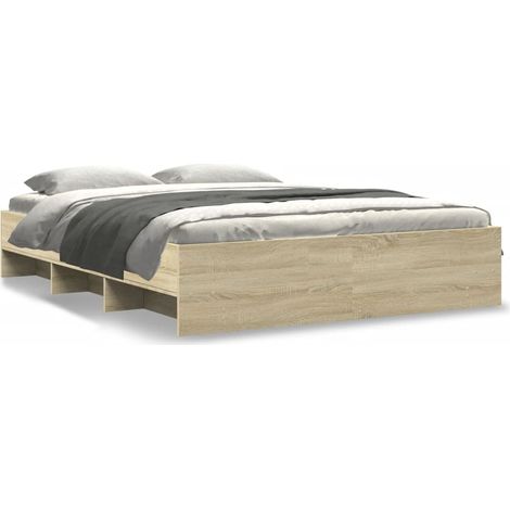 Maison Exclusive - Cadre de lit sans matelas chêne sonoma 160x200 cm (1/5)