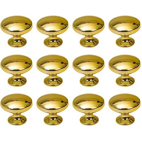 Round Door Knobs, 30mm Drawer Knobs, Drawer Handles with Screws for Cabinets, Desks, Nightstands, Bookcases and Furniture, 12 Pieces, Gold (1/5)