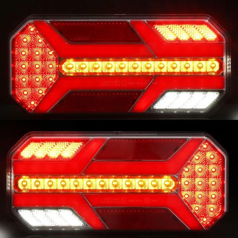Feux Arrière Remorques Led 12/24v Homologué, Etanche 7Fonctions 2pcs led Feu Arrière Remorque Caravane E-Mark,Imperméable Éclairage Antibrouillard Recul Tracteur Remorque Camion (1/5)