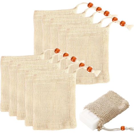 Set mit 10 Seifenbeuteln zum Aufschäumen und Trocknen von Seife, zum Peelen, für Massagen, als Seifenbeutel und Seifenrestbeutel.