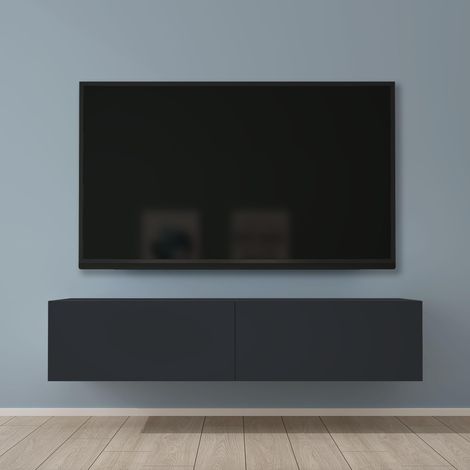 Mai & Mai Meuble TV Suspendue Armoire avec Soft-Close Table TV pour le Salon Gris Noir 140x40,2x30 cm TC002 (1/5)