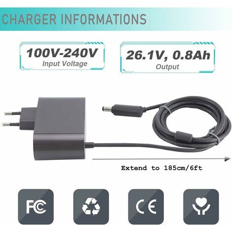Cargador para aspiradora Dyson V6, V7 y V8, adaptador de carga rápida de 0,8 A. (1/3)
