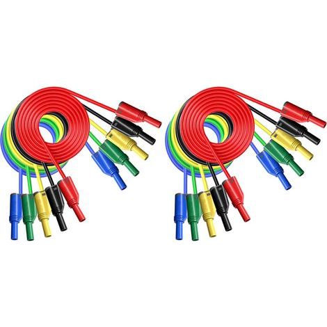 10 Stück 4-mm-Silikon-Messleitungen mit Bananensteckern, vollständig isoliert, sicherheitsummantelt, stapelbar, flexibles Verlängerungskabel für Multimeter (1/5)