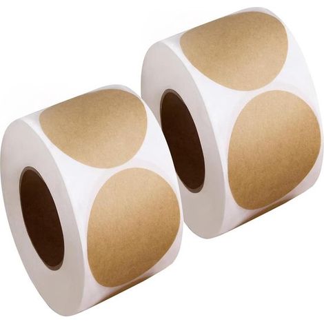 Etichette autoadesive in carta kraft per aziende e artigiani - 1000 fogli/confezione - Per bottiglie di olio e vasetti di olio d'oliva - Etichette marroni da 2,5 cm, in rotoli (1/5)