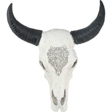 Tête de taureau en résine, décoration murale, sculpture animale à longues cornes, fond mural, décoration intérieure (1/5)