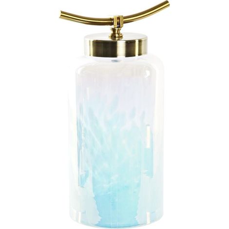 Vaso decorativo - Mediterraneo - Design elegante - Vetro blu - Metallo dorato - 33 cm (1/3)