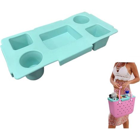 Portavasos y bandeja para aperitivos para bolso, Con 5 separadores, Inserto de escritorio impermeable, Fácil de limpiar, playa, Rojo rosado (1/5)