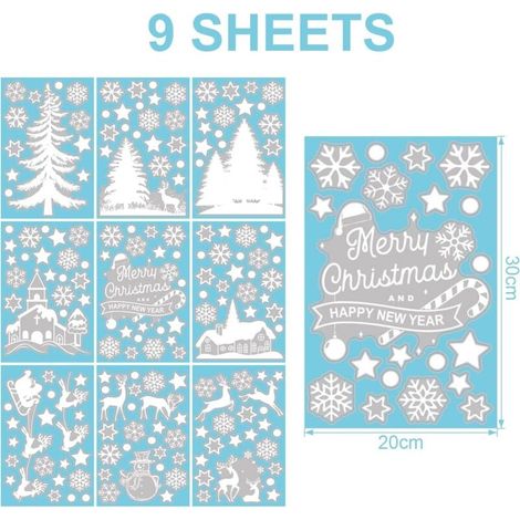 Decal Vitre De Noël - Flocon De Neige Statique En Pvc Pour Fenêtre Miroir Réfrigérateur Porte En Verre - 12 Pièces