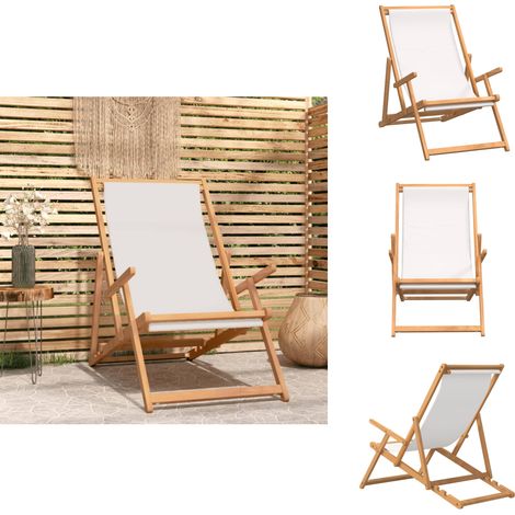Strandstuhl Klappbar Massivholz Teak Creme - Klappbarer Strandstuhl - Gartenstuhl - Teakholzmöbel - Outdoor Möbel - Balkonmöbel (1/5)