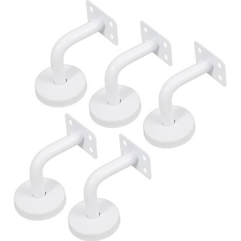 5pcs Supports de Main Courante d'Escalier, Supports Acier Inoxydable Blanc de Rampe d'Escalier-60x80mm-Vis de montage fournis-Pour Fixation Rampes d'Escalier et garde corps Intérieure et Extéri (1/5)