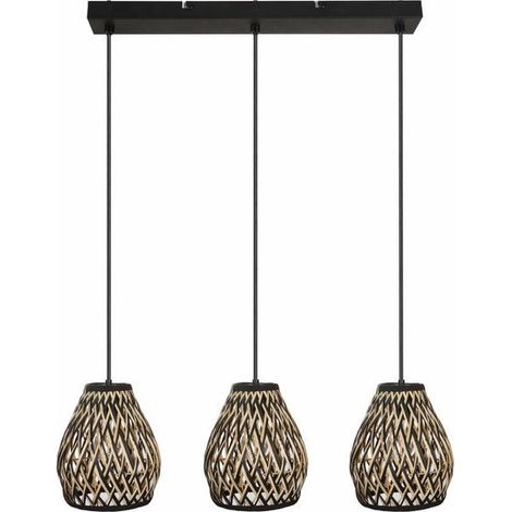 Suspension bohème bambou noire 3 lampes E27 Reality (1/3)