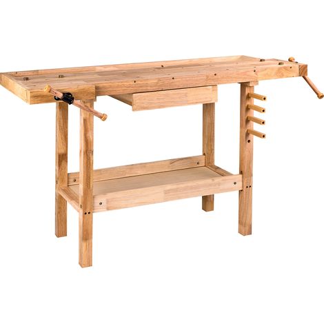 Hobelbank Werkbank aus Holz 137x50x86 cm Holzwerkbank Werktisch Arbeitstisch (1/5)