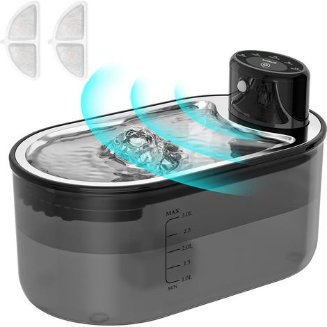 Fontaine à Eau Chat sans Fil 3L avec Batterie 5000mAh Distribution automatique par capteur, bol en acier inoxydable, batterie 5000mAh amovible et 2 filtres inclus (1/5)