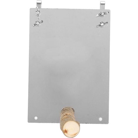 Miroir pour perroquet moyen/petit en acier inoxydable avec support en bois, accessoires pour cage à oiseaux (1/5)