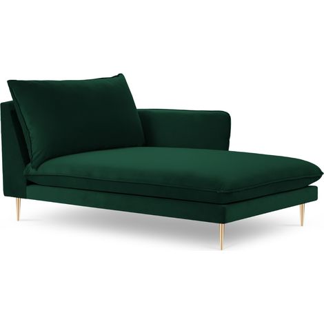 Méridienne droite en velours vert bouteille (1/5)
