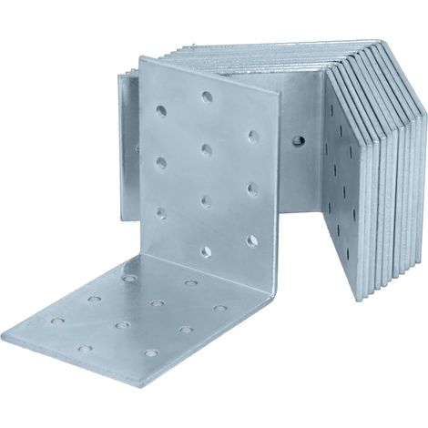 HELPMATE – 12 pezzi angolo piastra forata 80 x 80 x 60 mm – Connettore angolare zincato galvanicamente & blu passivato – Connettore in legno con eccellente protezione contro la corrosione – angolo del (1/5)