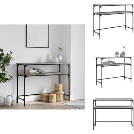 Table console sonoma gris 100x35,5x75 cm bois d'ingénierie - Table Basse - Table D'appoint - Meuble D'entrée - Table Console - Design Industriel (1/5)