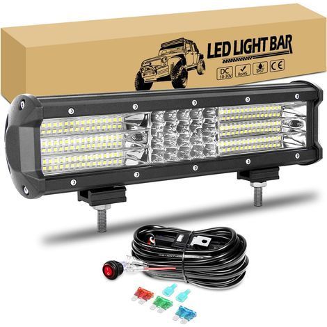 RIGIDON 12 pouces 30cm 330W Led Light Barre avec 12v faisceau de câblage kit, Barre Lumineuse led Phare de travail pour 4x4 Offroad Véhicule Voiture Camion tracteur, 6000K feu antibrouillard (1/5)