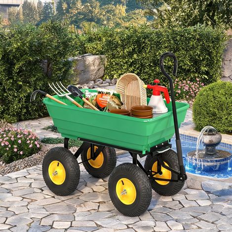 Chariot de jardin 75L benne basculante 200 kg 4 roues Plastique (1/5)