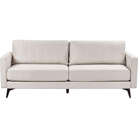 Sofá 3 plazas sala de estar estilo moderno patas de metal negro tela beige claro Mala