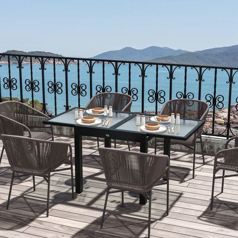 Tavolo da giardino allungabile, tavolo da esterno, tavolo da buffet estensibile, resistente alle intemperie, 160 cm × 80 cm × 75 cm, nero