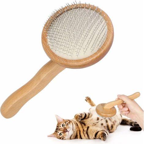 Brosse en bois pour animaux, brosse pour chiens et chats, brosse pour poils longs et courts, brosse pour enlever les poils d'animaux-AquaForge