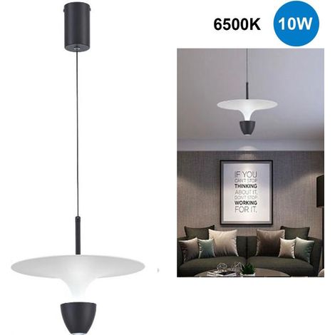 LUSTRE INDUSTRIEL SUSPENSION MODERNE PLAFOND LUMIÈRE FROIDE LED 6500K NOIR (1/2)