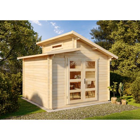 Alpholz Gartenhaus Aktiva Gartenhaus aus Holz, Holzhaus mit 28 mm Wandstärke, Blockbohlenhaus mit Montagematerial (1/5)