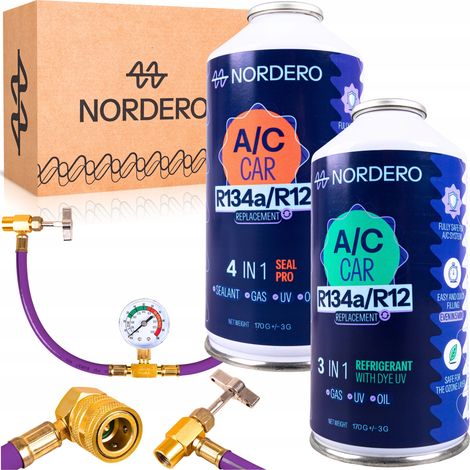 Kit para recargar el sistema de aire acondicionado con gas R134A + sellador Nordero (1/5)
