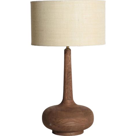 Lampe de table contemporaine en bois de manguier et jute naturel - Bois foncé et jute naturel (1/2)