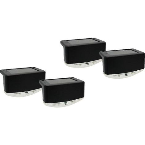 Lot de 4 lampes solaires LED étanches pour escalier extérieur, éclairage blanc chaud, idéal pour les allées de jardin. (1/4)