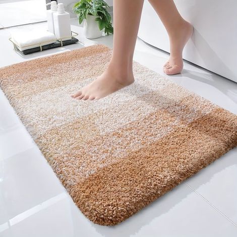 Tapis de bain - Tapis de bain gris - Tapis de bain antidérapant - Tapis de douche - Fibre de polyester - Brun brunâtre (1/5)