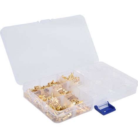 Kit de connexions électriques à sertir, cosses mâles femelles, connecteurs fourche et manchons avec gaine isolante, assortiment. (1/5)