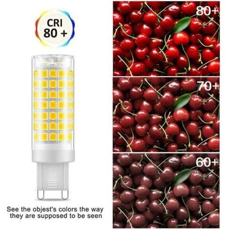 Bombilla LED G9 sin parpadeo, bombillas LED de 7 W, blanco frío, 6000 K, 650 lm, ahorro de energía equivalente a luz halógena de 60 W, ángulo de 360 grados, CA 220-240 V, paquete de 6 (1/5)