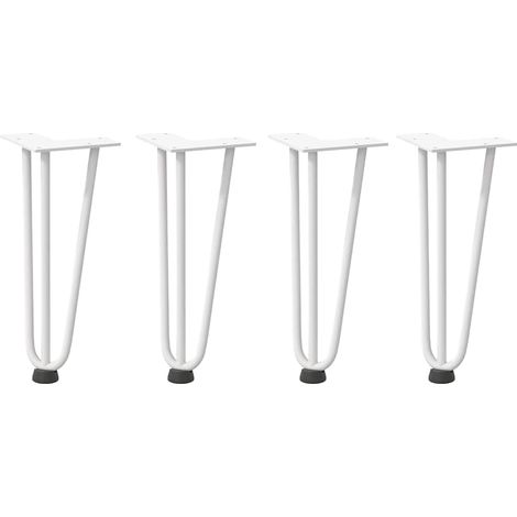 Pieds en épingle à cheveux pour table basse 4 pièces Blanc 30 cm Acier massif