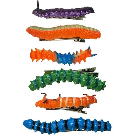 Halloween-Haarspangen, 6 Stück, lustiges, realistisches Chenille-Design  Kleines Haarspangen-Set für Halloween, perfekt für Zuhause, Büro, Schule, Partys, Feiertage, Festivals und Cosplay (1/5)