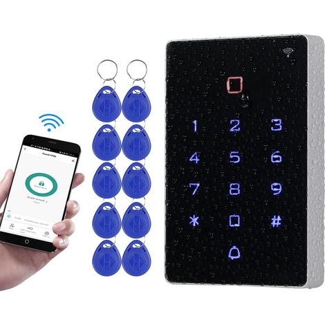 Contrôleur d'accès IP68 Imperméable à l'eau RFID Clavier Tactile Rétroéclairage Ouvre - Porte WG26 / 34 Sortie Système d'alarme + 10pcs 125KHz Keychain (1/5)